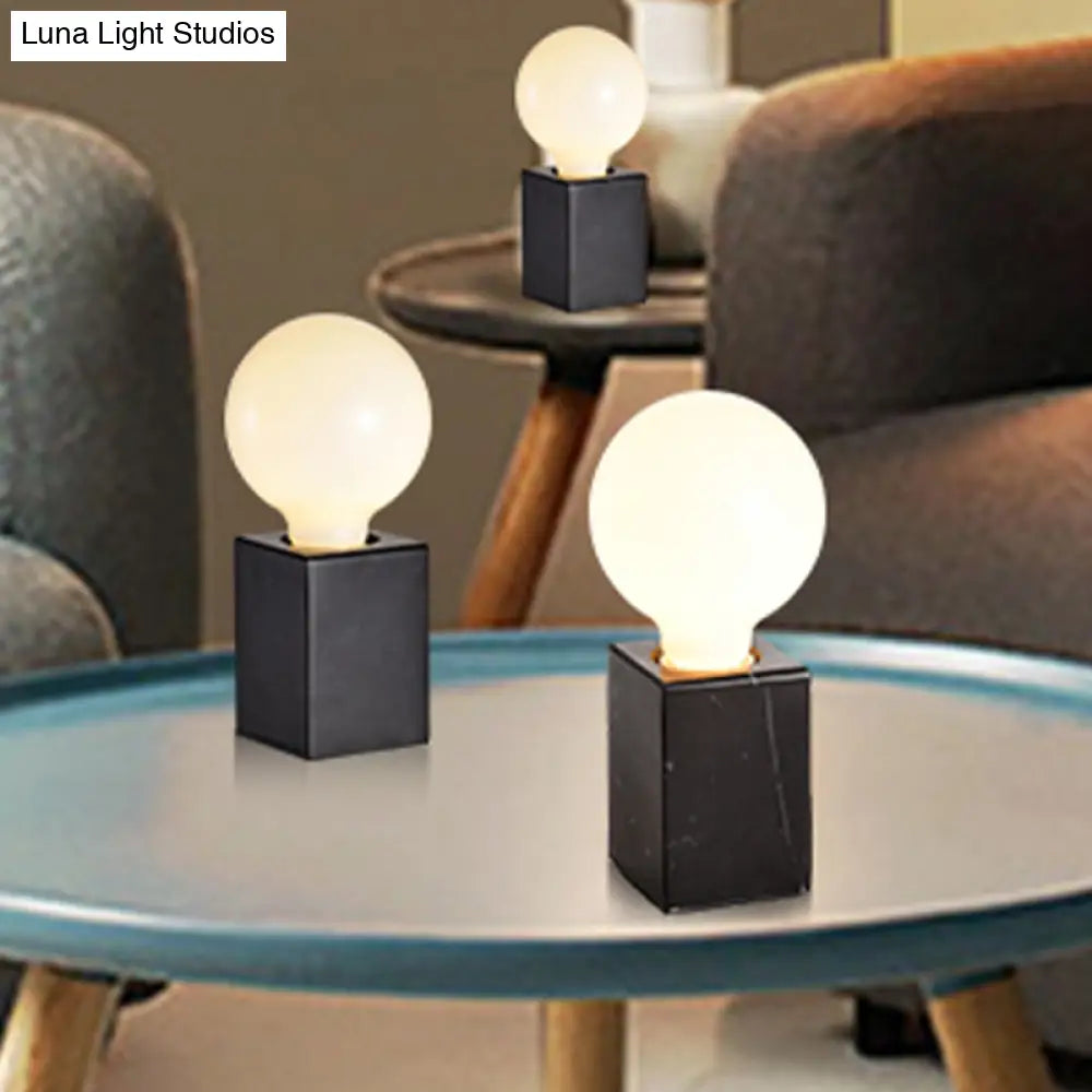 Minimalist Cuboid Small Desk Light With Black/White Finish - Stone Night Table Lamp For Bedside