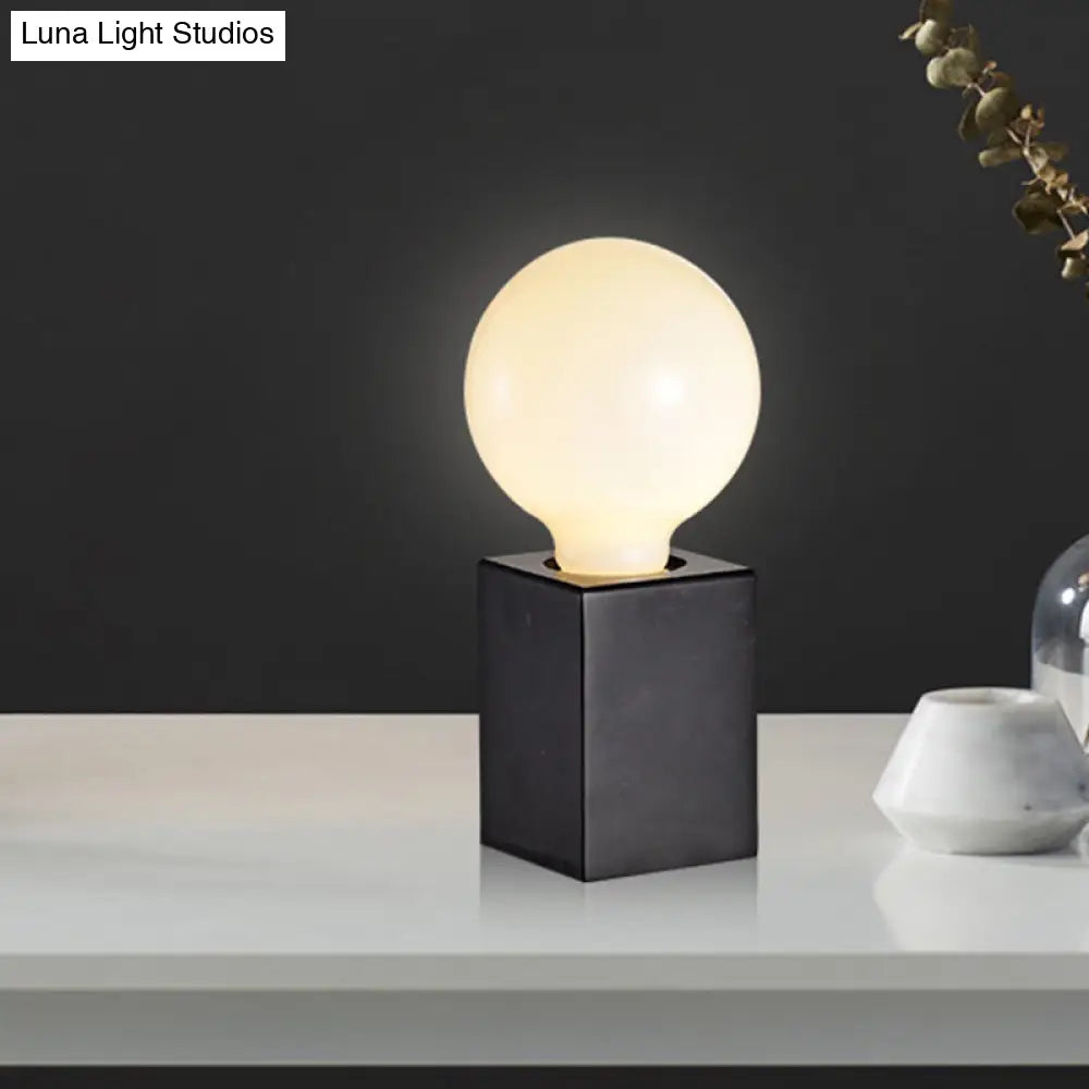 Minimalist Cuboid Small Desk Light With Black/White Finish - Stone Night Table Lamp For Bedside