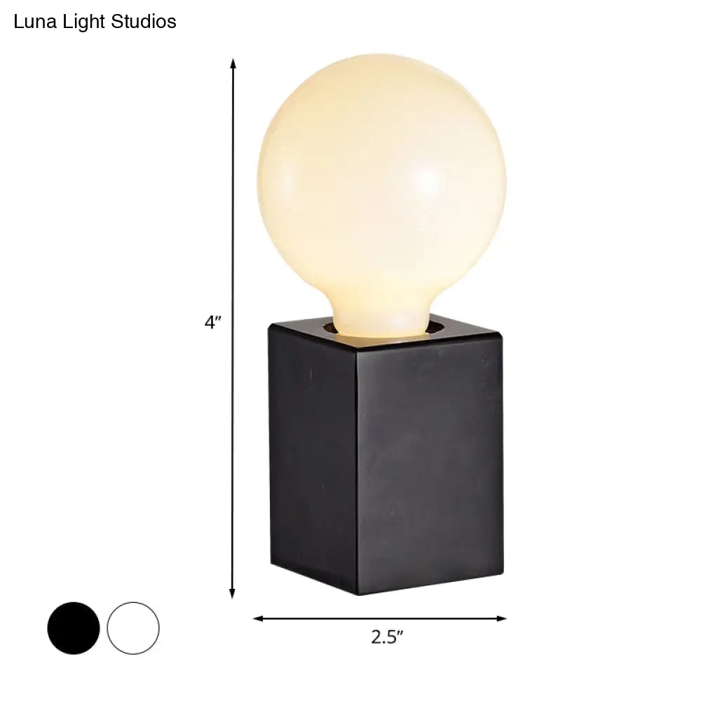 Minimalist Cuboid Small Desk Light With Black/White Finish - Stone Night Table Lamp For Bedside