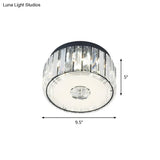 Minimalist Cylinder Crystal Led Ceiling Flush Light For Balcony – Clear Rectangle - Cut Design