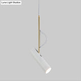 Minimalist Cylinder Metallic Pendant Light Fixture - 1 Bulb Black/White Warm/White