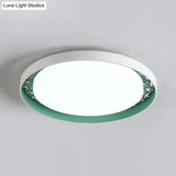 Minimalist Disc Ceiling Flush Led Lighting For Children’s Bedrooms - White/Green/Pink Colors