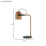 Minimalist Dome Table Lamp With Led Light Wood Arm And Handle For Bedroom