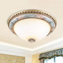 Minimalist Dome White Glass Flush Mount Ceiling Light In Gold - 2/3 - Light 14’/16’/19.5’