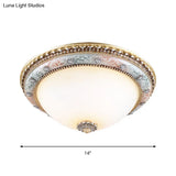Minimalist Dome White Glass Flush Mount Ceiling Light In Gold - 2/3 - Light 14’/16’/19.5’ Width