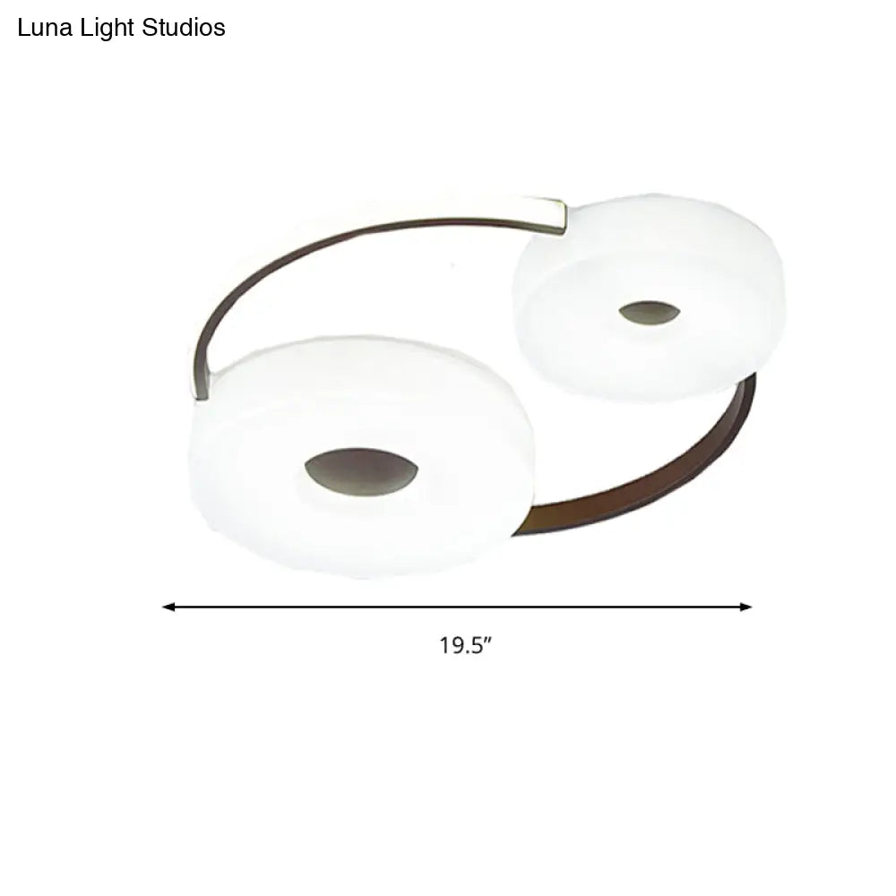 Minimalist Donut Flush Mount Ceiling Light - 16’/19.5’ Dia Coffee Led Fixture With Acrylic