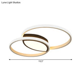 Minimalist Double Ring Led Flush Light In Black/White - 16’/19.5’ Warm/White Ceiling Fixture