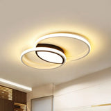 Minimalist Double Ring Led Flush Light In Black/White - 16/19.5 Warm/White Ceiling Fixture
