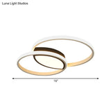 Minimalist Double Ring Led Flush Light In Black/White - 16’/19.5’ Warm/White Ceiling Fixture