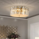 Minimalist Drum Clear Crystal Flush Mount Light Fixture With 4 Bulbs