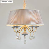 Minimalist Drum Fabric Pendant Chandelier With Crystal Droplets