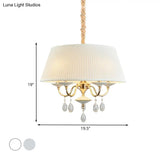 Minimalist Drum Fabric Pendant Chandelier With Crystal Droplets