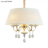 Minimalist Drum Fabric Pendant Chandelier With Crystal Droplets