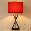 Minimalist Drum Nightstand Lamp With Hourglass Base - Single Bedside Table Light Black / C