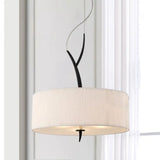 Minimalist Drum-Shaped Pendant Chandelier | 3-Head Fabric Ceiling Lamp White/Black Suspension White