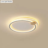 Minimalist Dual Circle Led Ceiling Light In Black/Grey For Warm/White Lighting - 16.5’/20.5’