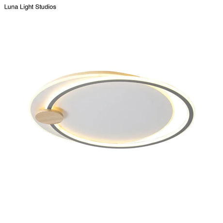 Minimalist Dual Circle Led Ceiling Light In Black/Grey For Warm/White Lighting - 16.5’/20.5’