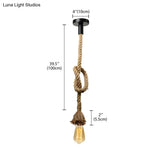 Minimalist Exposed Hanging Lamp: Adjustable Ceiling Light Fixture With Natural Rope Beige Shade