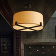 Minimalist Fabric Drum Ceiling Light - 5-Light Beige Flush Mount Lamp Dia 16’/19.5’/23.5 / 16’