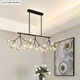 Minimalist Firefly Island Glass Lamp - 27-Bulb Suspended Lighting For Dining Room