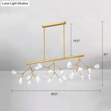 Minimalist Firefly Island Glass Lamp - 27-Bulb Suspended Lighting For Dining Room