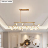 Minimalist Firefly Island Glass Lamp - 27-Bulb Suspended Lighting For Dining Room