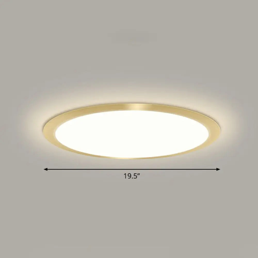 Minimalist Flat Led Flush Mount Ceiling Light For Bedroom - Acrylic Fixture Gold / 19.5’ Remote