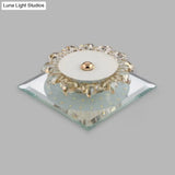 Minimalist Floral Crystal Led Flush Mount For Foyer Lighting