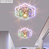 Minimalist Floral Led Crystal Surface Mount Ceiling Light For Hallway