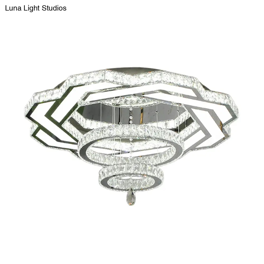 Minimalist Flush Mount Led Crystal Ring Light For Living Room Ceiling
