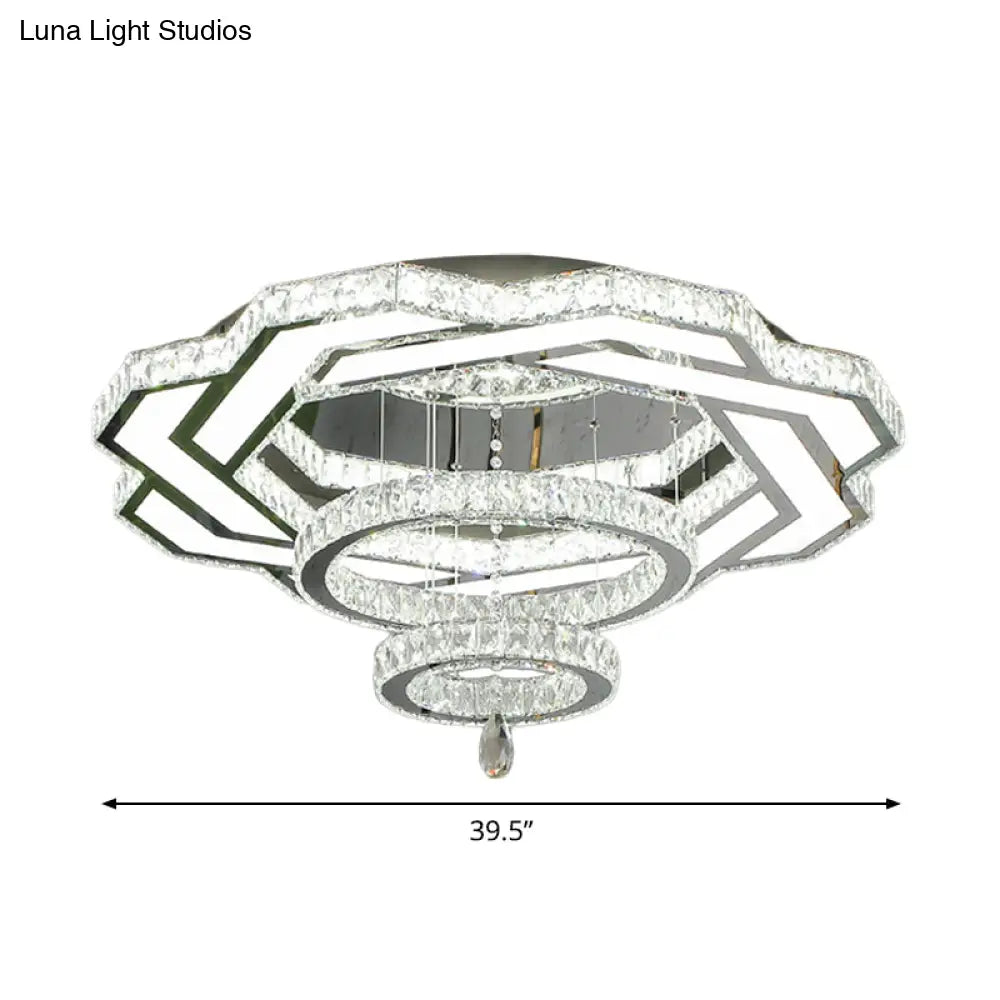 Minimalist Flush Mount Led Crystal Ring Light For Living Room Ceiling