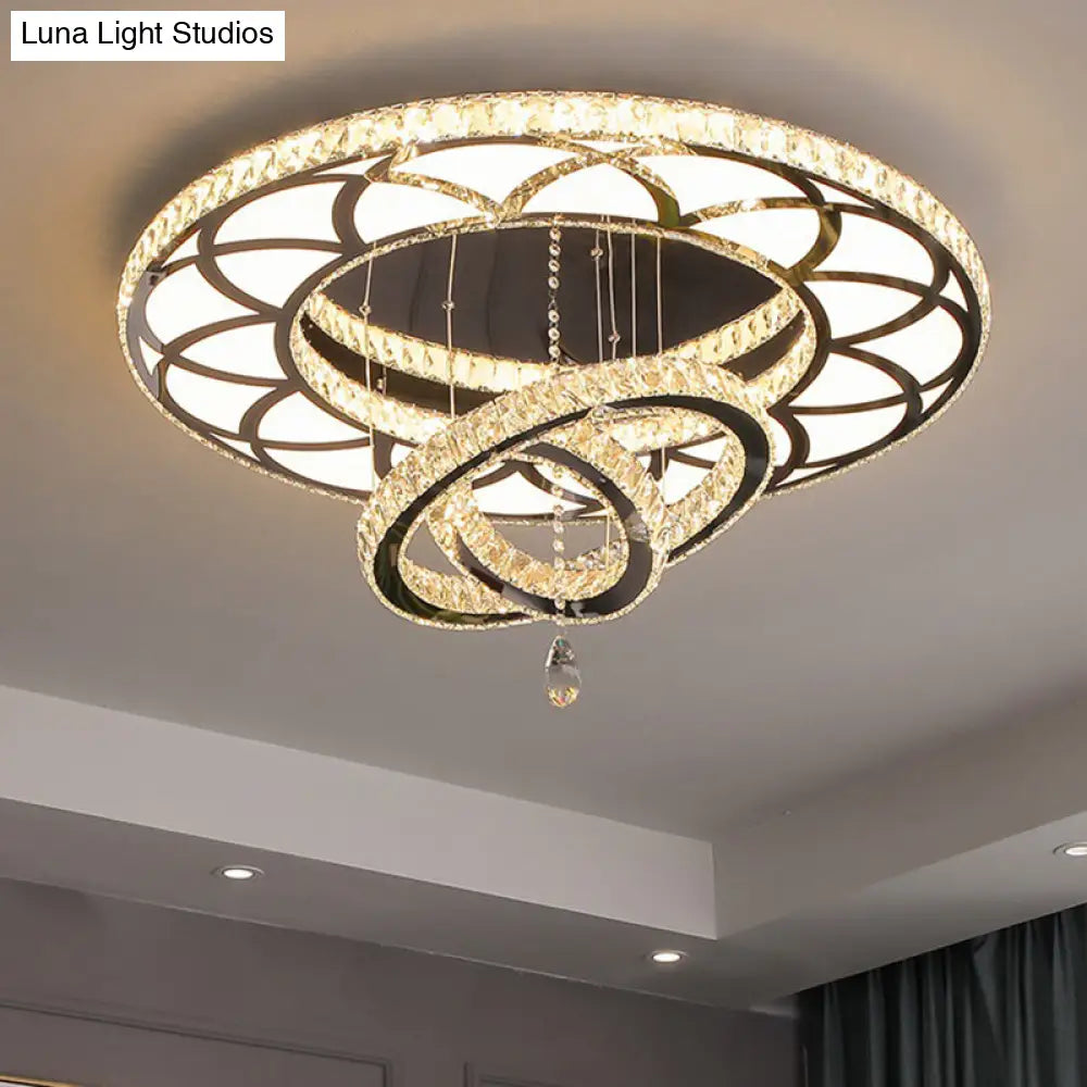 Minimalist Flush Mount Led Crystal Ring Light For Living Room Ceiling