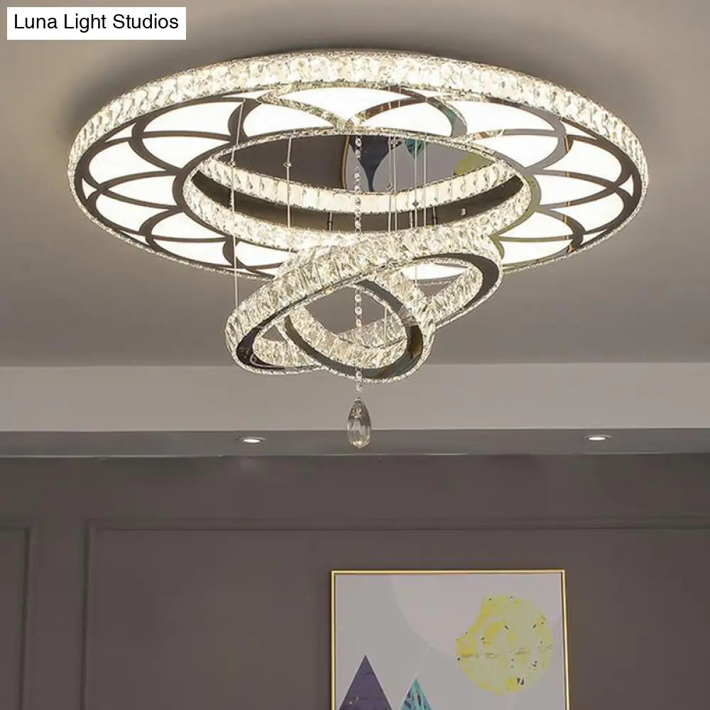 Minimalist Flush Mount Led Crystal Ring Light For Living Room Ceiling