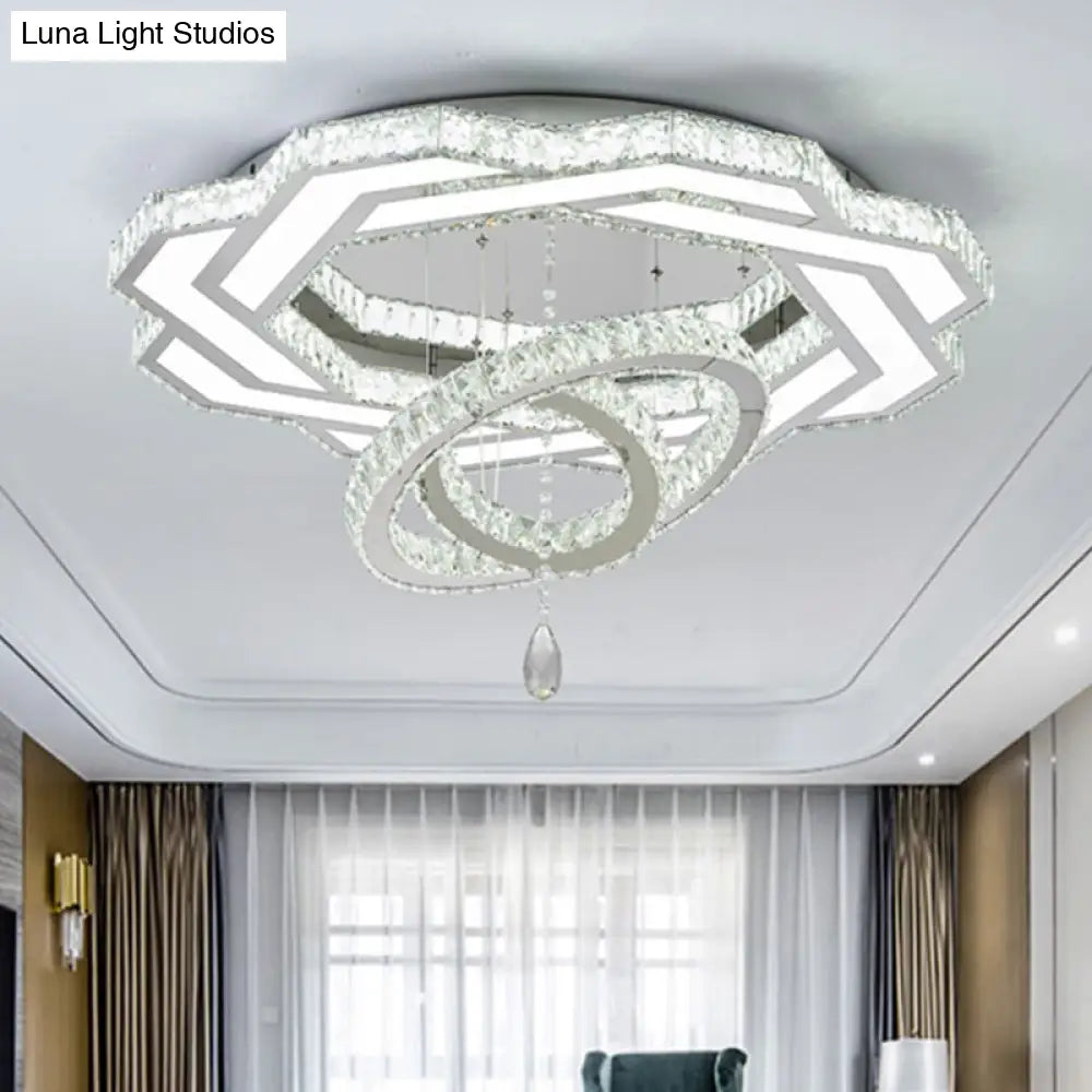 Minimalist Flush Mount Led Crystal Ring Light For Living Room Ceiling