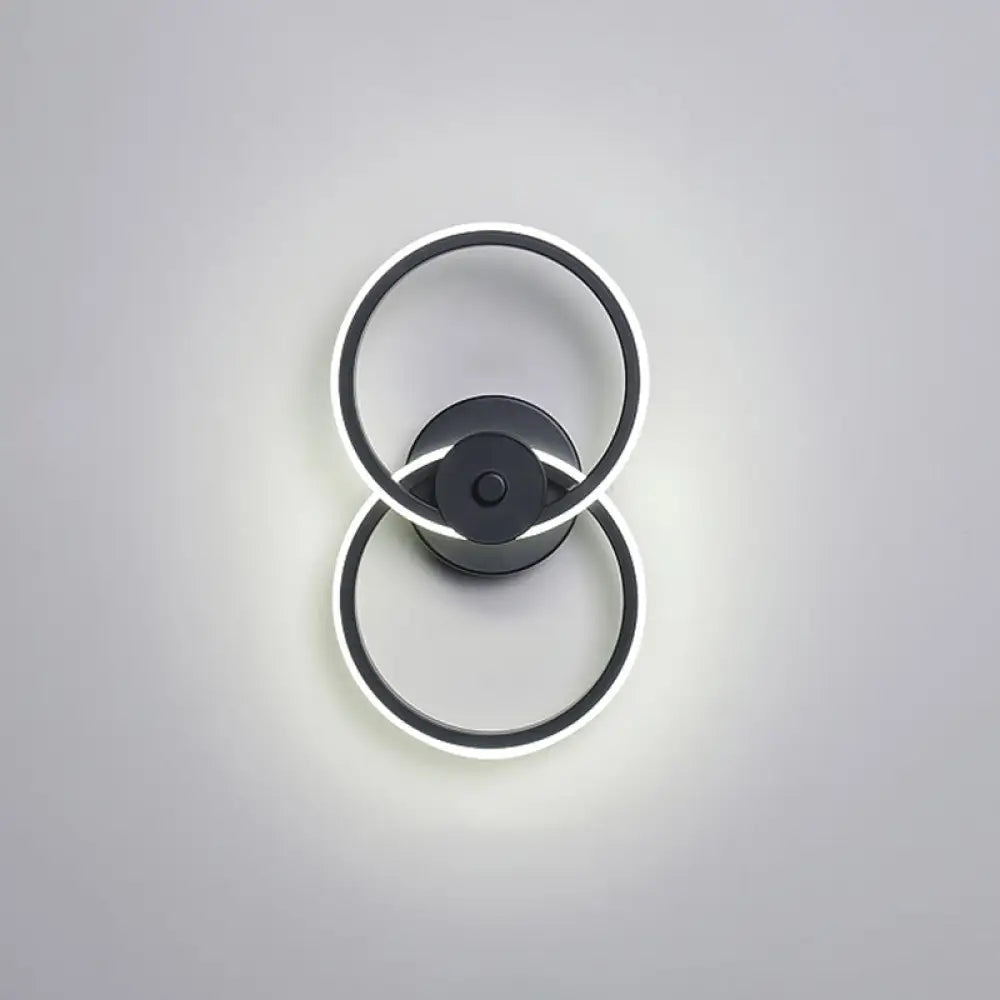 Minimalist Flush Mount Wall Sconce: Ring Acrylic Led Light In Warm/White Black / White