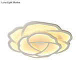 Minimalist Flushmount Led Ceiling Light For Bedroom - White Rose Acrylic Surface Mount