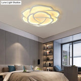 Minimalist Flushmount Led Ceiling Light For Bedroom - White Rose Acrylic Surface Mount