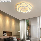 Minimalist Flushmount Led Ceiling Light For Bedroom - White Rose Acrylic Surface Mount