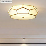 Minimalist Football Design Ceiling Light With Brass Finish – Flush Mount Glass Fixture