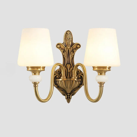 Minimalist Frosted Glass Wall Light Fixture - Gold Tapered Mounted Lamp For Corridor 2 / Brass D