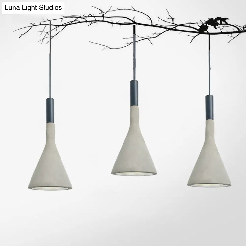Minimalist Funnel Pendant Cement Light Fixture In Red/Black/White - Ideal For Bedside