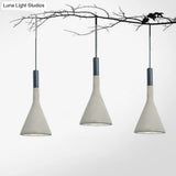 Minimalist Funnel Pendant Cement Light Fixture In Red/Black/White - Ideal For Bedside