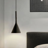 Minimalist Funnel Pendant Cement Light Fixture In Red/Black/White - Ideal For Bedside Black