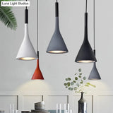 Minimalist Funnel Pendant Cement Light Fixture In Red/Black/White - Ideal For Bedside