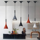 Minimalist Funnel Pendant Cement Light Fixture In Red/Black/White - Ideal For Bedside Red