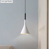 Minimalist Funnel Pendant Cement Light Fixture In Red/Black/White - Ideal For Bedside