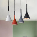 Minimalist Funnel Pendant Cement Light Fixture In Red/Black/White - Ideal For Bedside Grey