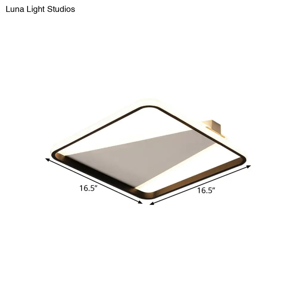 Minimalist Geometric Acrylic Led Flush Light - Black Mount 16.5’/20.5’ Width