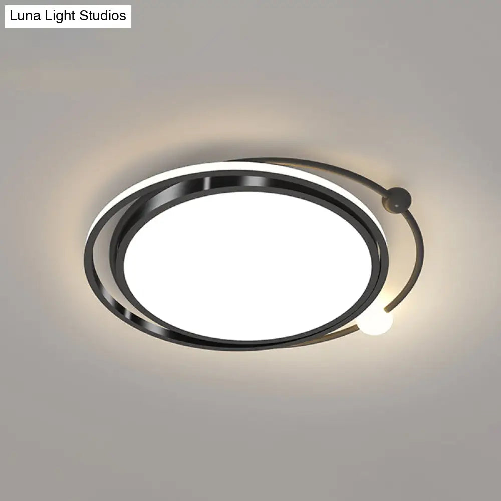 Minimalist Geometric Acrylic Led Flush Mount Ceiling Light For Bedrooms Black / White Round