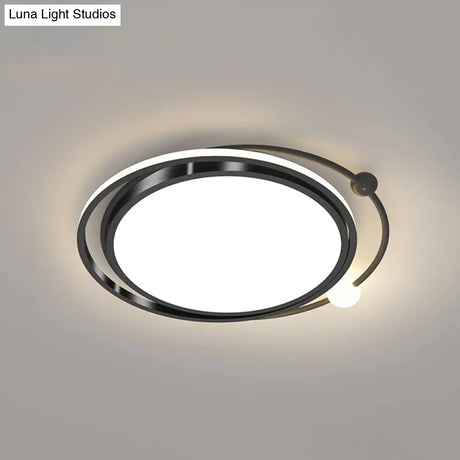 Minimalist Geometric Acrylic Led Flush Mount Ceiling Light For Bedrooms Black / White Round